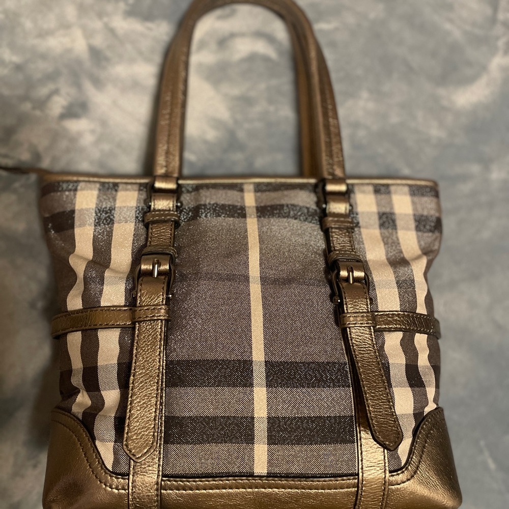 Burberry Checkered Tote Bag - Brown and Black